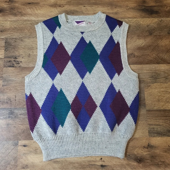 Honors Tops - Vintage 1990's Honors Argyle Sweater Vest Size Medium